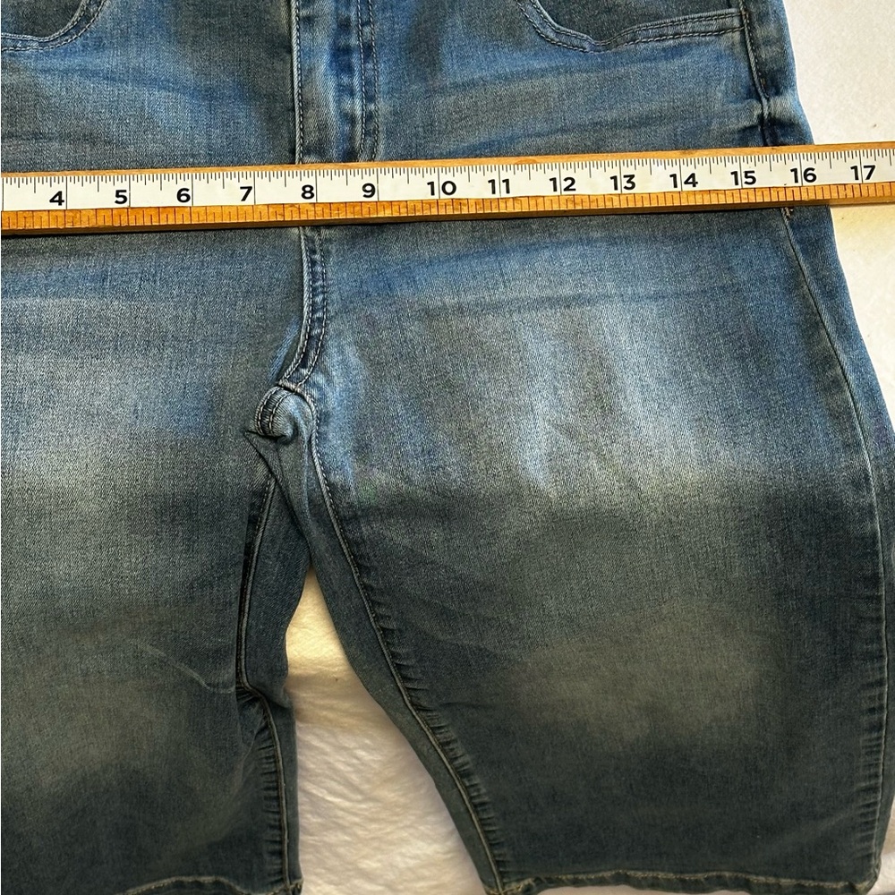 Ashley Mason Juniors Denim Capri Ruffle Waistband Stretchy Pants SZ Small - Picture 6 of 10